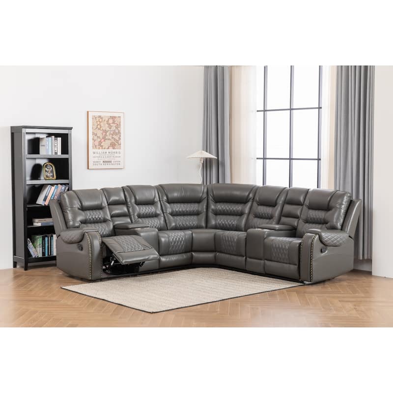 Kamiri 5 - Piece Faux Leather Reclining Two-Tone Sectional