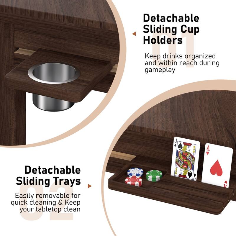 VEIKOUS Multifunctional Rubberwood Game Table, 4-in-1 Board Game Table with Removable Top for Dining, Card Games, Chess