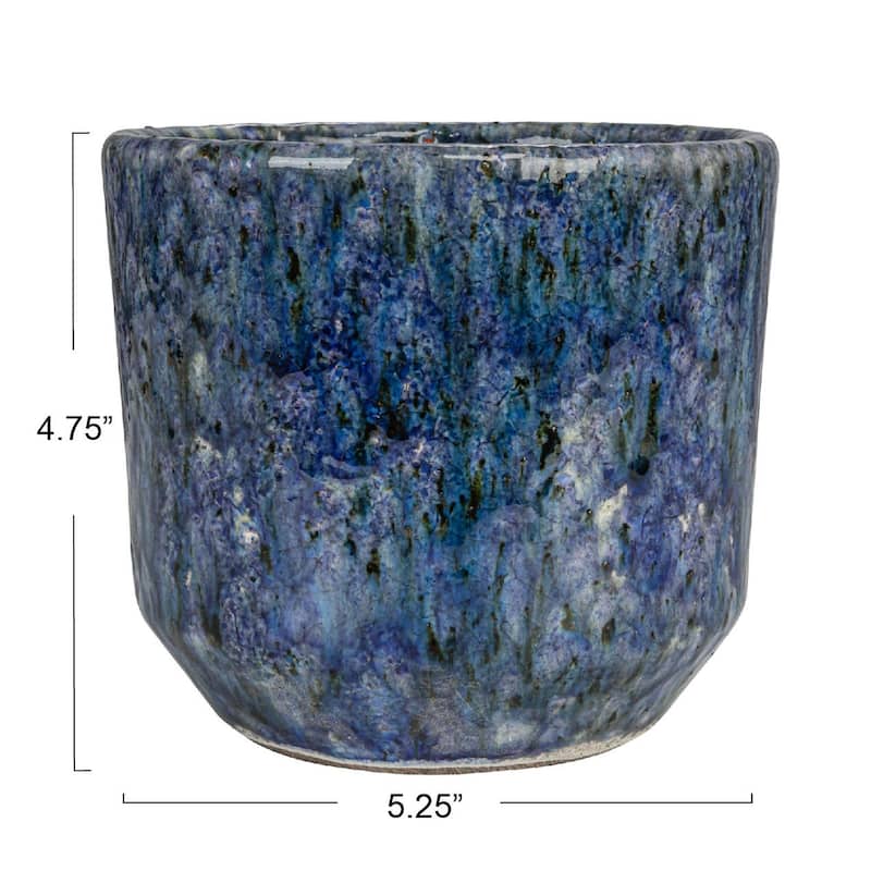 Decorative Terra-cotta Planter with Crackle Glaze
