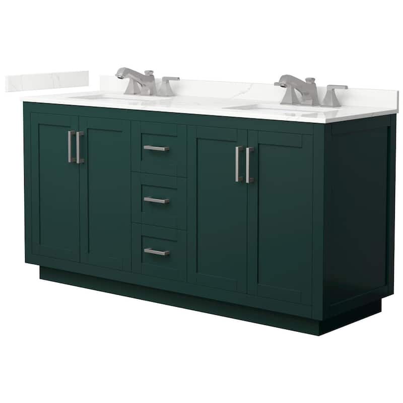 Wyndham Collection WCF292966D-QTZ-US3MXX Miranda 66" Free Standing - Green / Giotto Quartz Top / Brushed Nickel