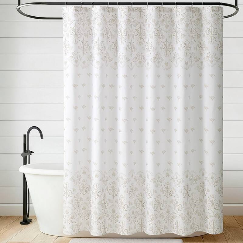 Jessica Simpson 13-Piece Shower Curtain and Hooks Set - Taupe