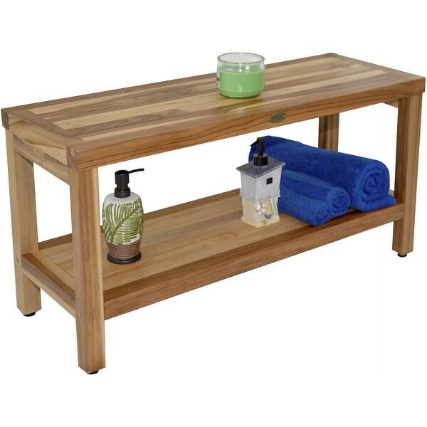 large rectangular teak bench with shelf in natural finish large rectangular teak bench with shelf in natural finish