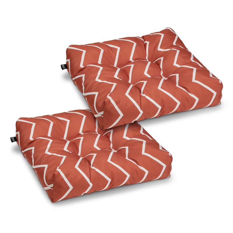 Classic Accessories Water-Resistant 19 x 19 x 5 Inch Square Patio Seat Cushion, 2-Pack