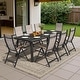 preview thumbnail 35 of 39, 9/11/13-Piece Luxury Outdoor Dining Set All-Weather Aluminum Patio Furniture Foldable Chairs 9PC-82.7in - ESSPRESO