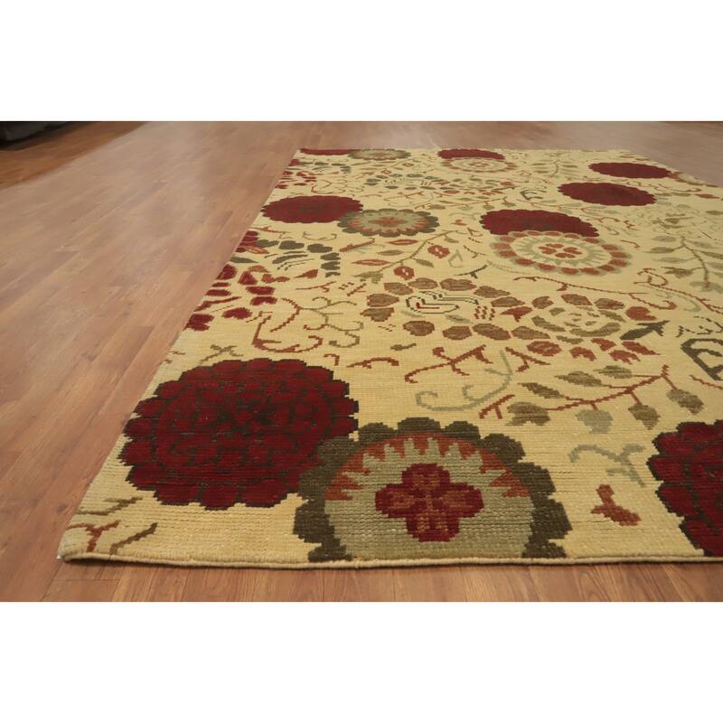 All-Over Floral Indian Area Rug 7x10 - 9' 11'' X 6' 6''