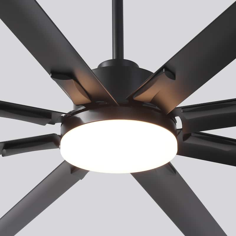 Vaczon 100" Industrial Black Aluminum Extra Larger LED Ceiling Fan with Light and Remote