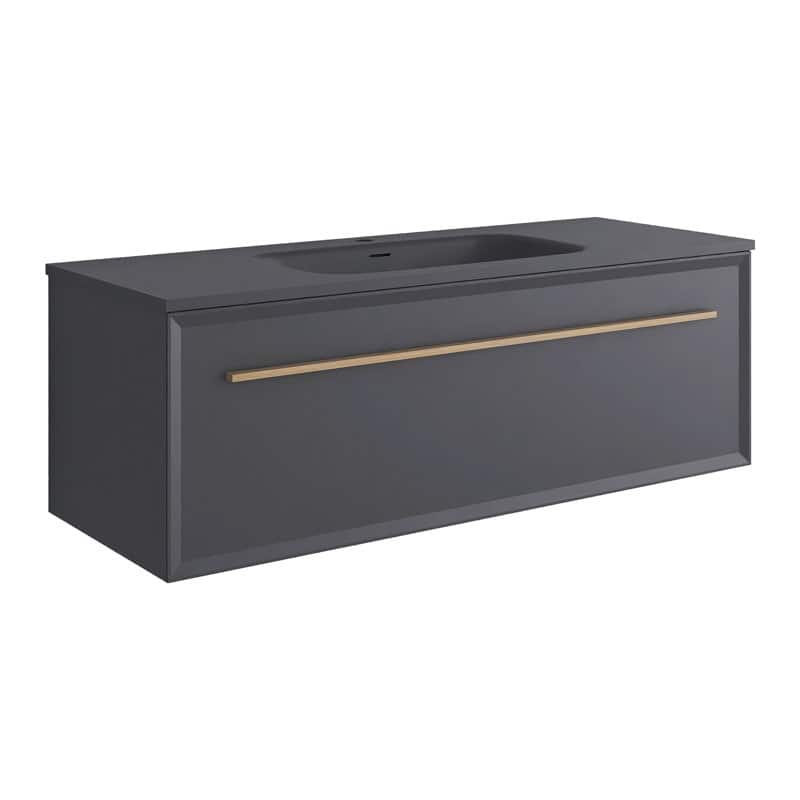 60 inch Plywood Floating Bathroom Vanity Set with Solid Surface Sink - 60" x 18"