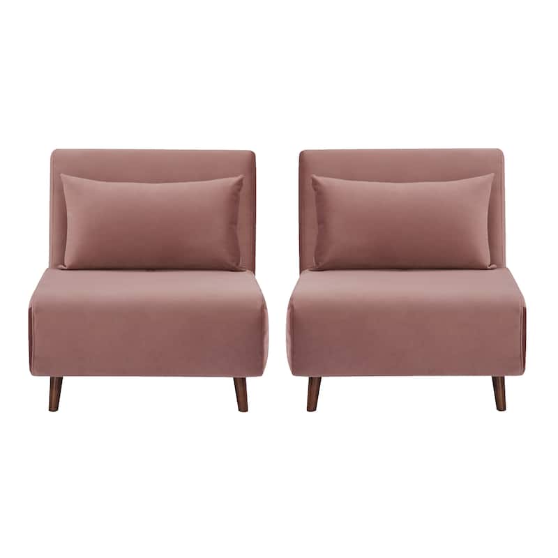 Artdeco Home Tustin Sleeper Chair Set of 2 - Velvet Pink
