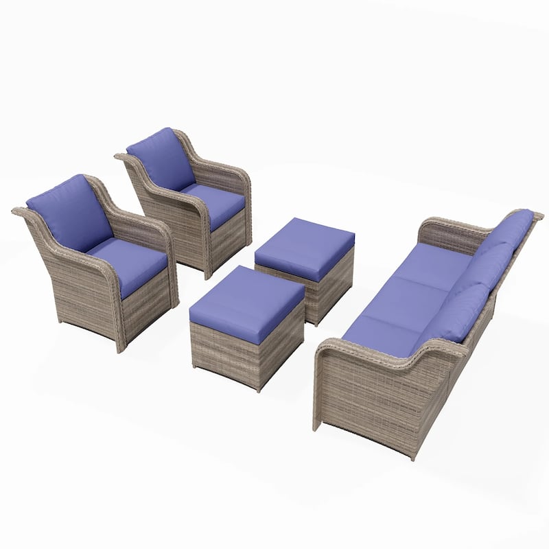 Zenova Patio Conversation Sets,Wicker Rattan Chairs Sofa Sets,Patio Furniture Seating