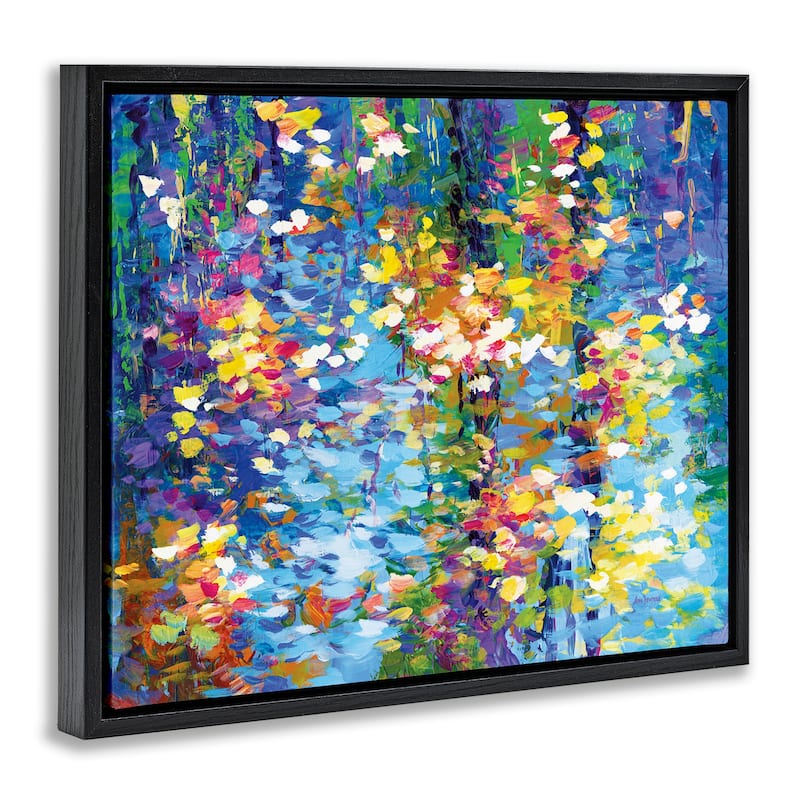 Stupell Colorful Reflections Lake Flowers Framed Floater Canvas Wall Art Design by Leon Devenice