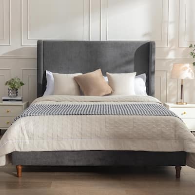 54" High Tall Headboard Velvet Upholstered Bed