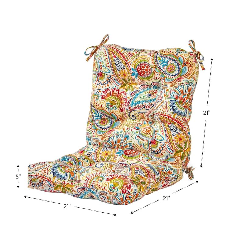 Painted Paisley 21 x 42-inch Outdoor Seat/Back Chair Cushion (Set of 2) (Cushions Only)