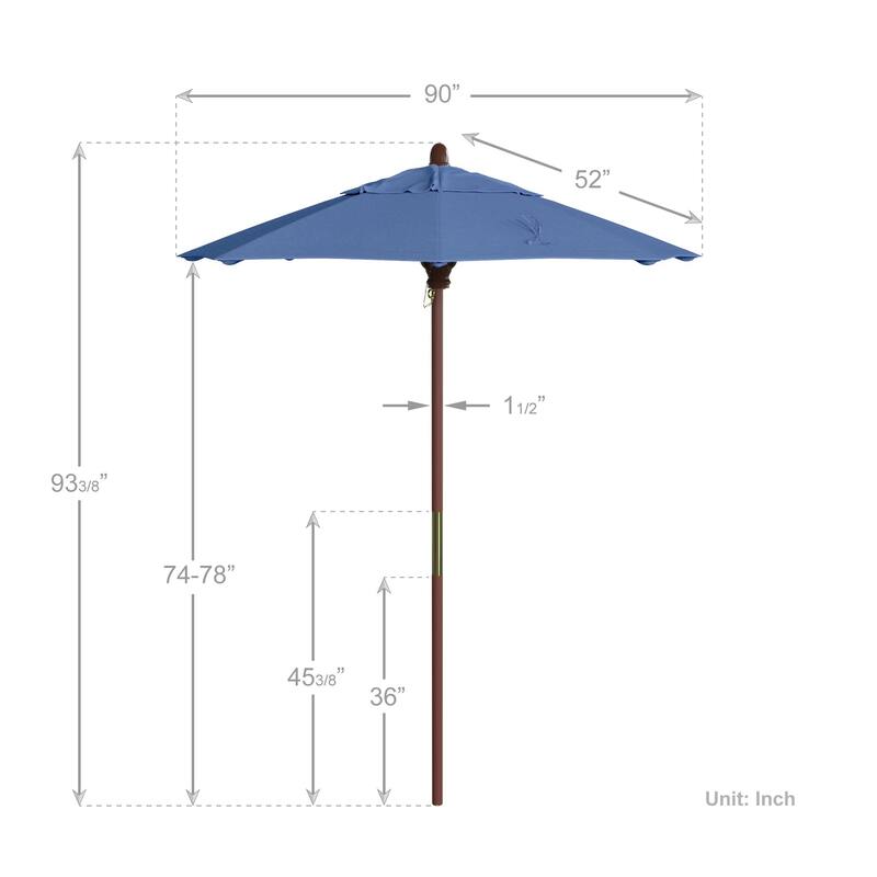 California Umbrella 7.5' Round Marenti Wood Frame Patio Umbrella with Pacifica Fabric, Base Not Included