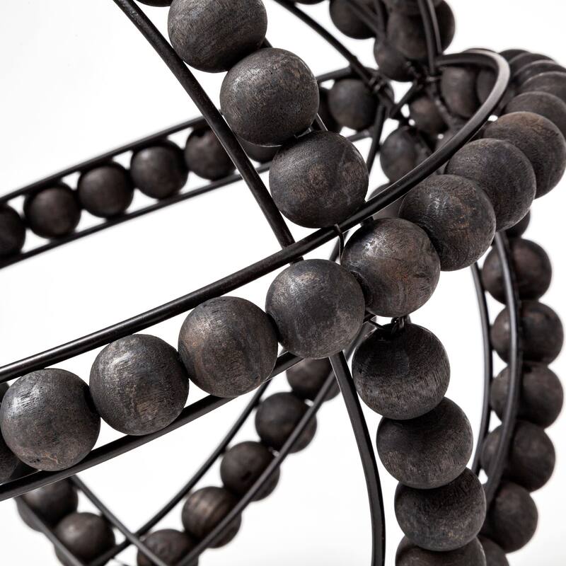 Earnhardt I Small 9L x 9W Black Wooden Beaded Orb