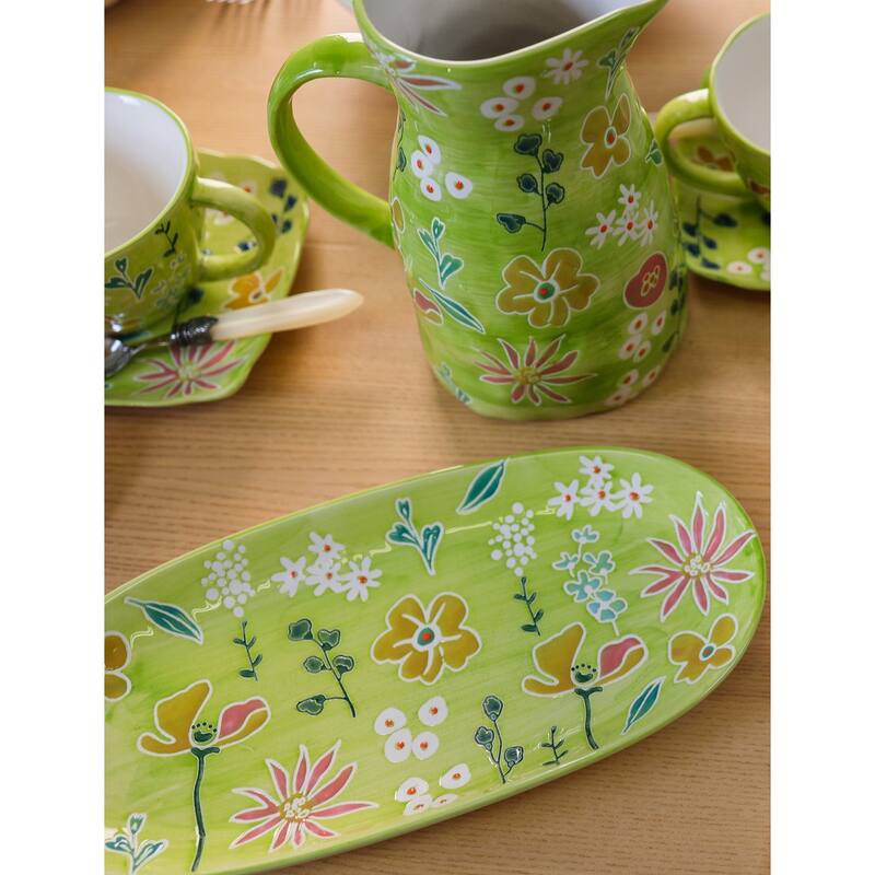 Euro Ceramica Primavera Handpainted Stoneware Pitcher - 50 oz