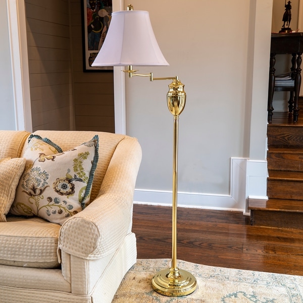 Swing arm Floor Lamp with Faux Silk Shade On Sale Bed Bath