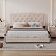 preview thumbnail 16 of 19, Queen Platform Bed with Tufted Velvet Headboard and Rivet Detail