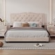preview thumbnail 2 of 5, Queen Upholstered Platform Bed Frame with Tufted Headboard and Decorative Rivet Accents Sturdy