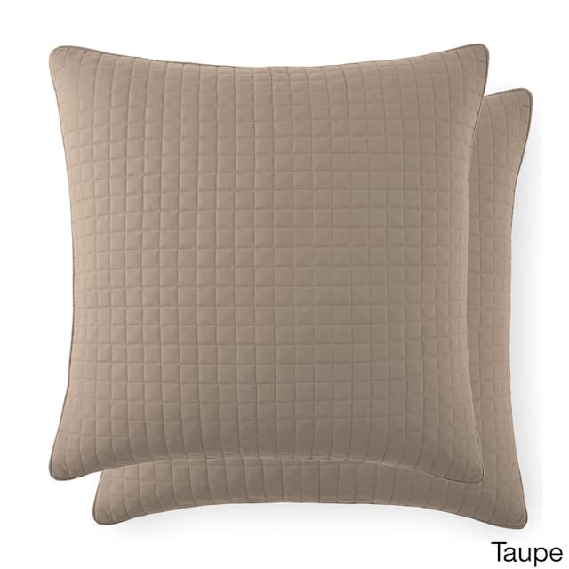 Beautiful Square Stitched Quilted Shams Covers (Set of 2) by Southshore Fine Linens - 20 x 26 - Taupe