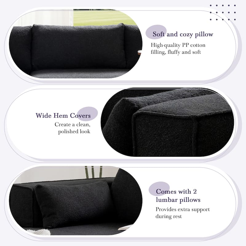 112" Boucle Modular Sectional Sofa with Free Side Table