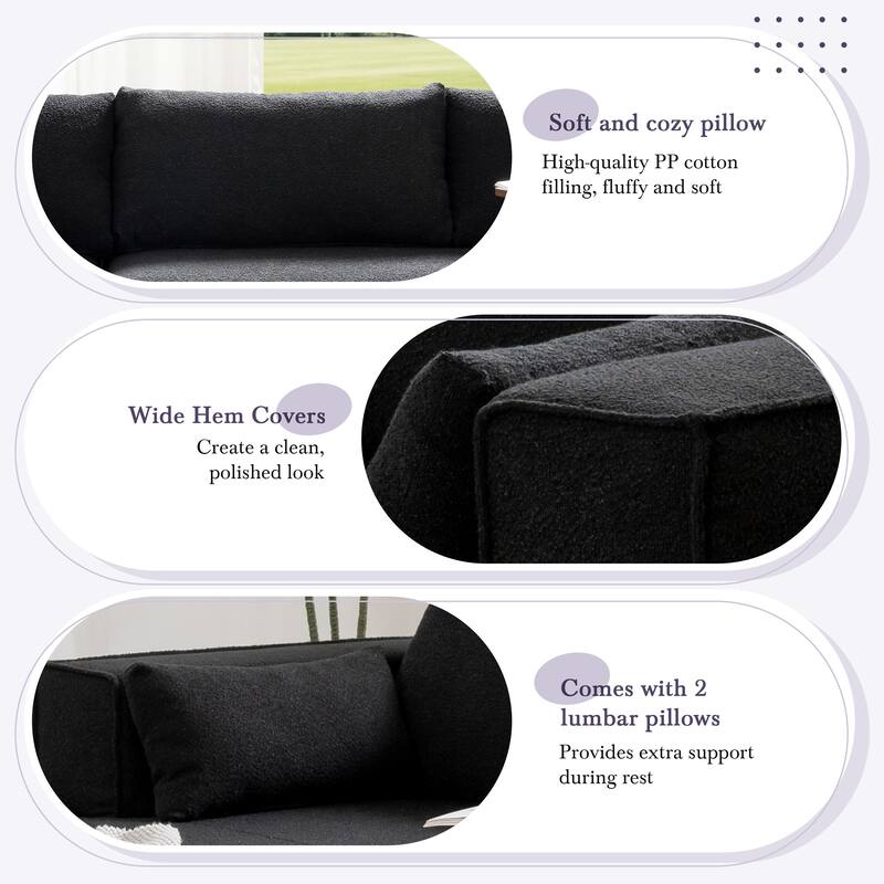 Modular Sectional Sofa with Side Table, Upholstered Cloud Sofa with L-Shaped Chaise Lounge, Full-Compressed Deep Seat Sofa