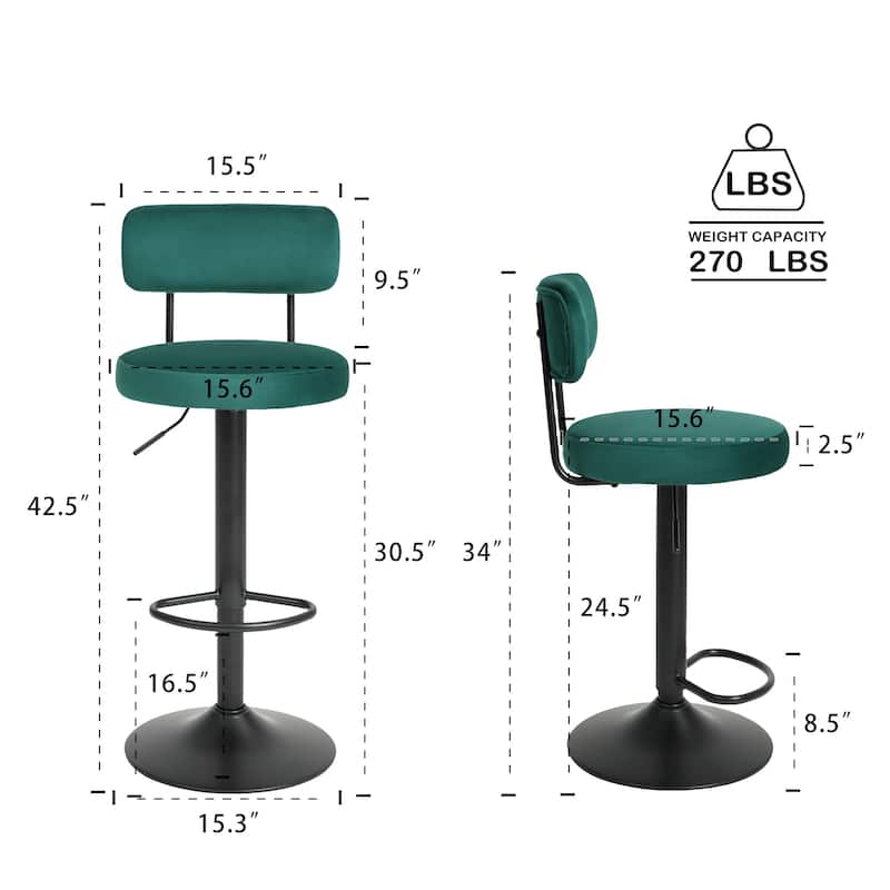 Modern Bar Stools Set of 2 - Green