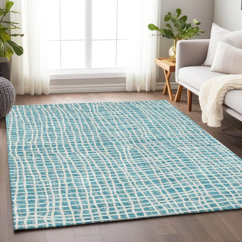 Premium Washable Super Soft Modern Lines Mayfield Rug - Teal - 2' 6" x 3' 10" - Rectangle