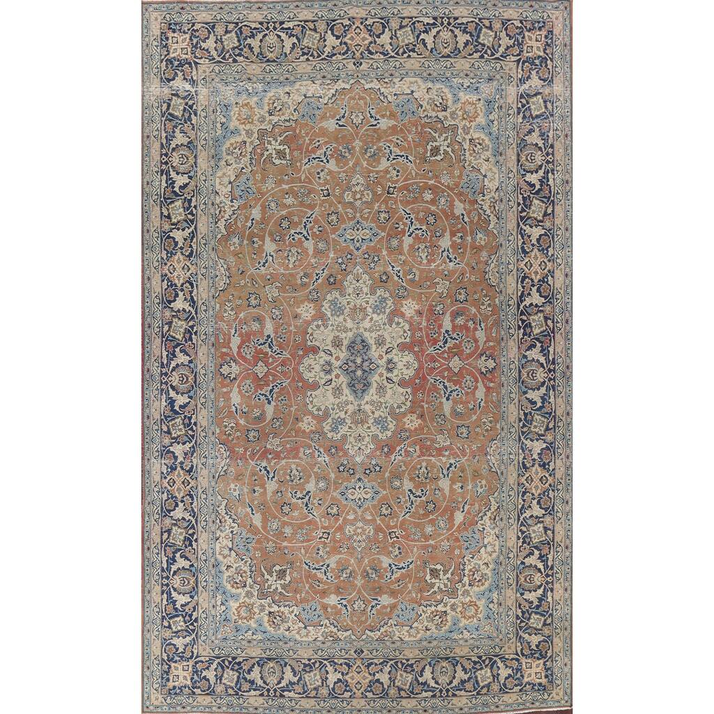 Large Distressed Najafabad Persian Area Rug Hand-knotted Wool Carpet - 10'4" x 16'0"