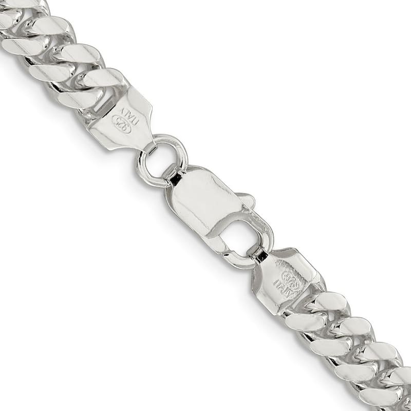 Curata 925 Sterling Silver 7.25mm Polished Domed Curb Chain Necklace for Men
