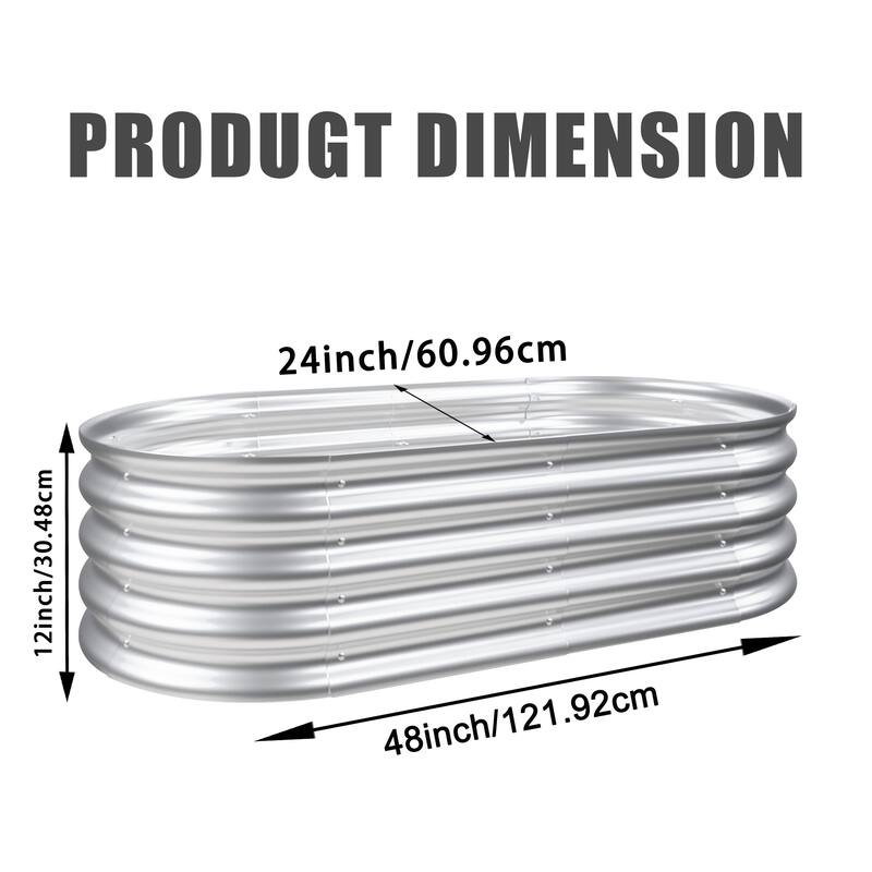 Adjustable Outdoor Metal Raised Garden Planter Bed with Open Bottom