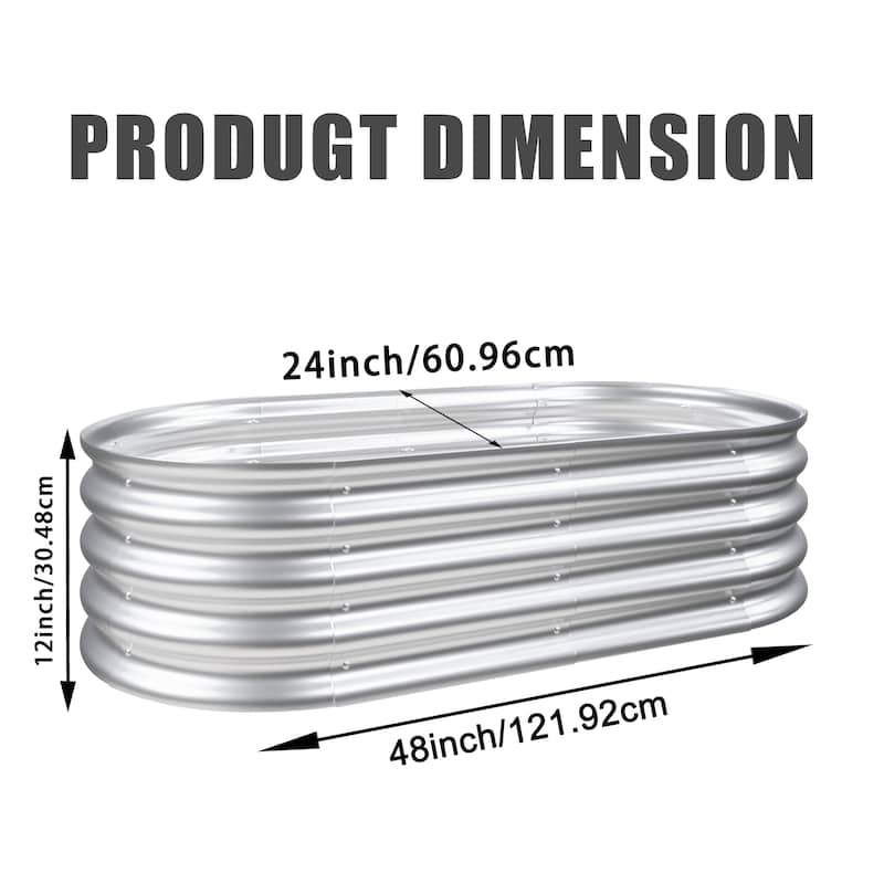Anmytek Corrugated Metal Raised Garden Bed Oval Planter Outdoor Patio Backyard Gardening