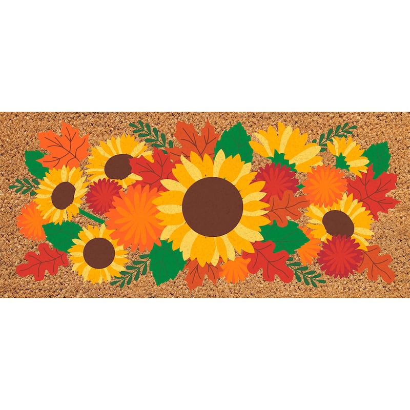 22 in. x 10 in. Sunflower Bouquet Flocked Coir Sassafras Switch Mat