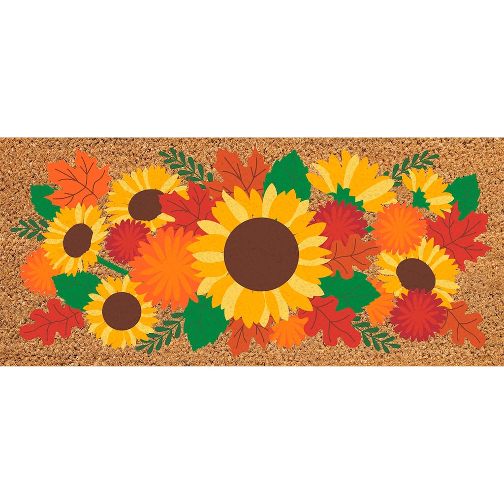 22 in. x 10 in. Sunflower Bouquet Flocked Coir Sassafras Switch Mat
