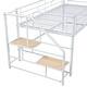 preview thumbnail 8 of 15, White Twin Metal Mid Loft Bed with Storage Stairs