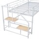 preview thumbnail 8 of 15, White Twin Size Metal Mid Loft Bed with Storage Stairs and Fence
