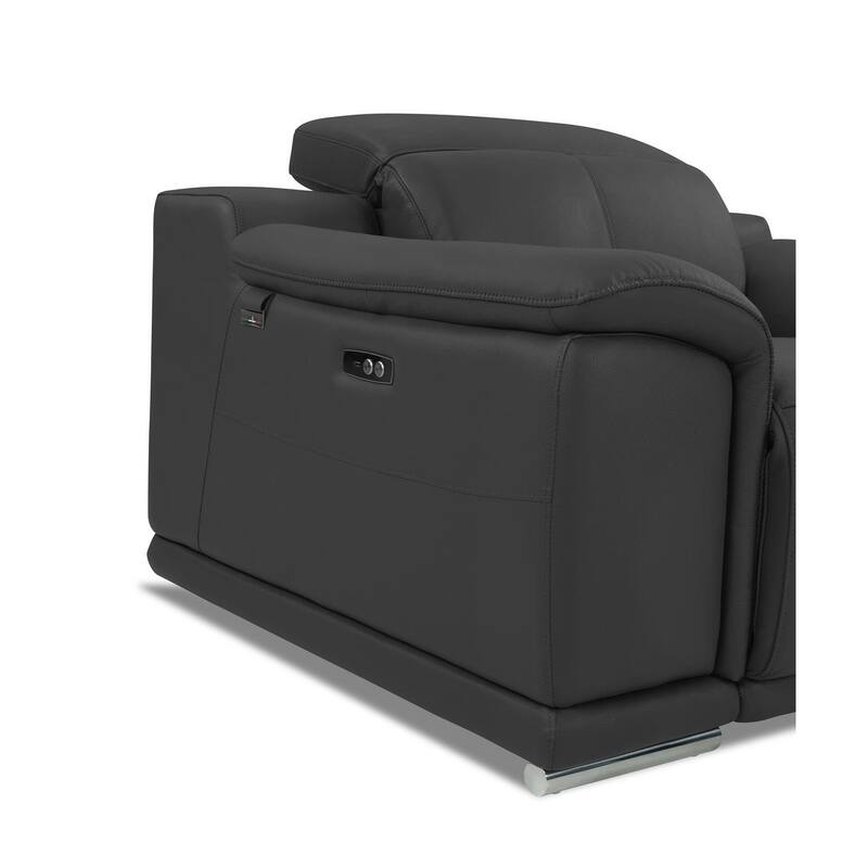 HomeRoots Two Piece Indoor Dark Gray Italian Leather Five Person Seating Set