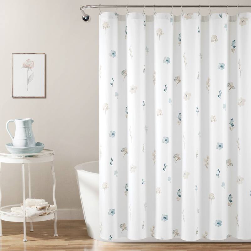 Lush Decor Livia Flora Silver-Infused Antimicrobial Shower Curtain