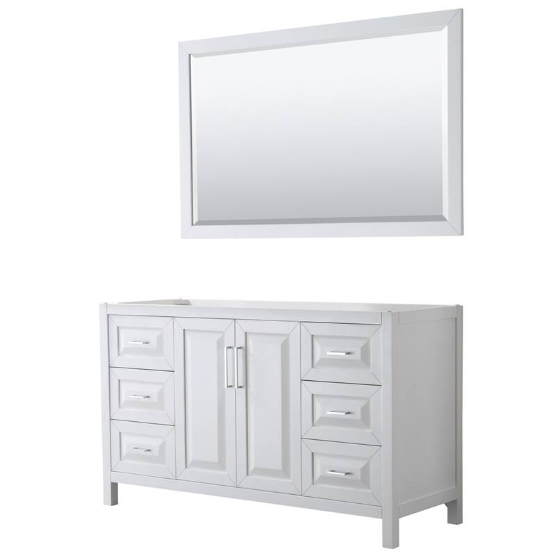 Wyndham Collection Daria 59" Single Free Standing Vanity Cabinet - - White / Polished Chrome Hardware