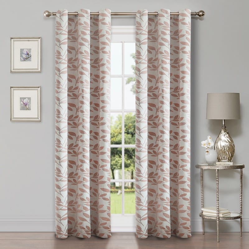 Superior Modern Bohemian Leaves Room Darkening Curtains with Grommets