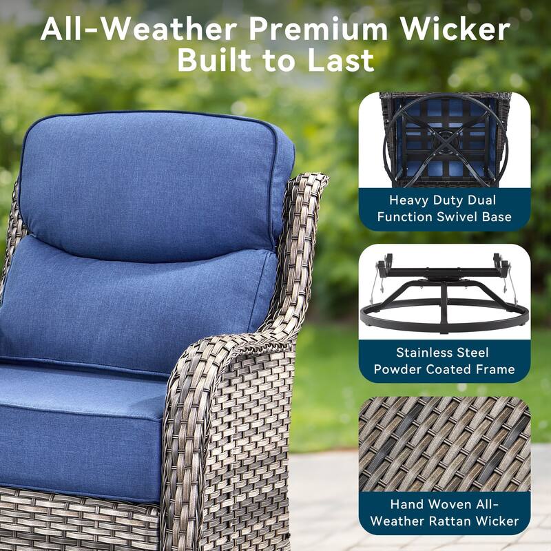 Pocassy 4Pieces Swivel Glider Chairs with 5Inch 6Inch Cushion