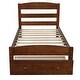 preview thumbnail 3 of 23, Twin Size Solid Wood Construction Platform Bed Frame with Additional Storage Drawer with Knobs and Casters