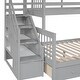 preview thumbnail 11 of 14, Gray Twin over Full Size Solid Wood L-Shaped Bunk Bed With 3 Drawers, Ladder and Staircase