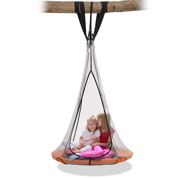 slide 2 of 5, SkyBound 39" Saucer Tree Swing for Kids, Outdoor Flying Swing for Adult Support Up to 700lbs