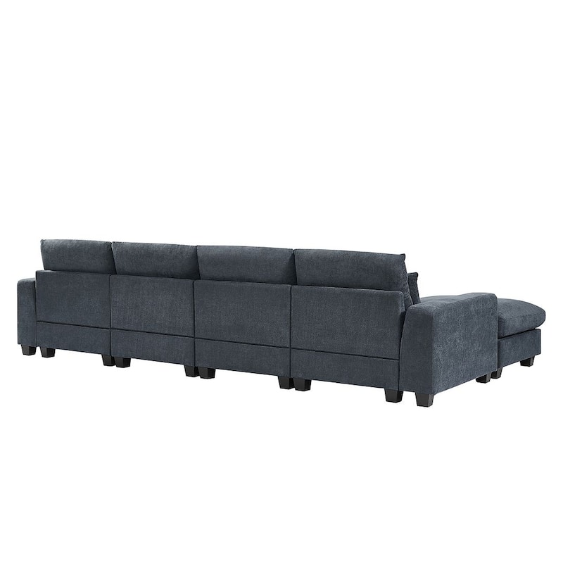 Modular L-Shape Feather Filled Sectional Sofa with Reversible Chaise