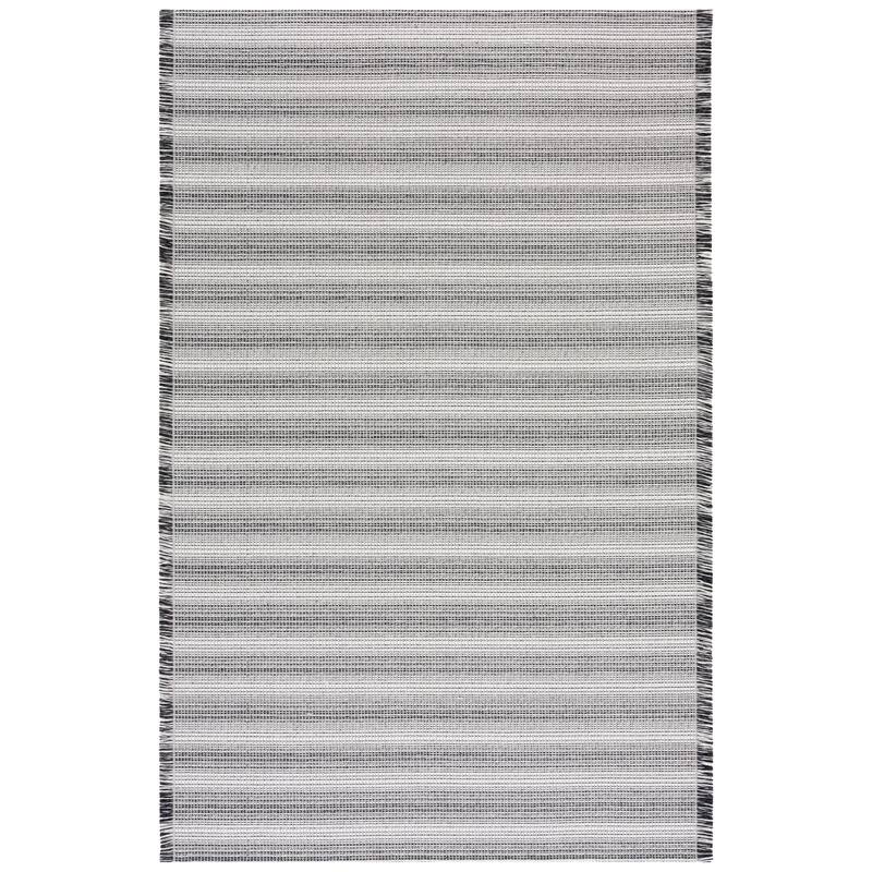 SAFAVIEH Augustine Armande Stripe Fringe Rug - 6'4" Square - Ivory/Black