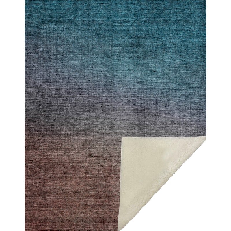 Premium Machine Washable Modern Ombre Sherpa Throw Blanket