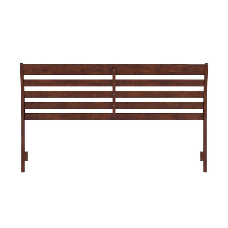 Solid Wood Headboard King Size - Walnut Finish, USB Charger, Modern Bedroom Decor