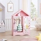 preview thumbnail 1 of 6, COSTARS Kids Dress-Up Storage with Mirror: A Fun and Functional Addition to Any Bedroom or Playroom Pink