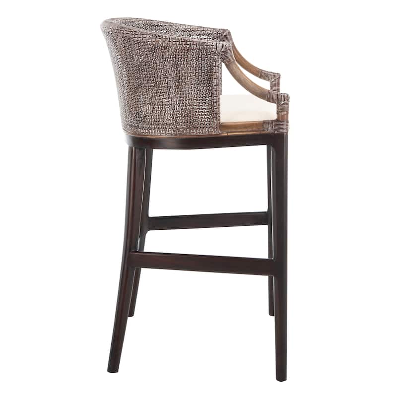 SAFAVIEH Virona Rattan 30-inch Bar Stool - 22.3" W x 20.5" L x 39" H - 22Wx21Dx39H