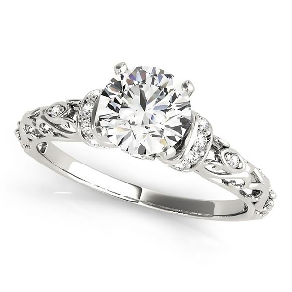 Auriya 14k Gold 1 1/2ct Moissanite and 1/8ct Diamond Engagement Ring. Opens flyout.